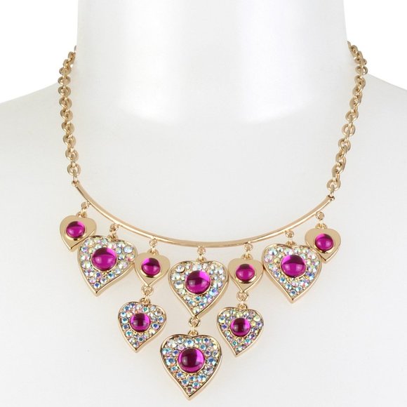 Betsey Johnson Jewelry - Betsey Johnson Rhinestone & Crystal Heart Necklace